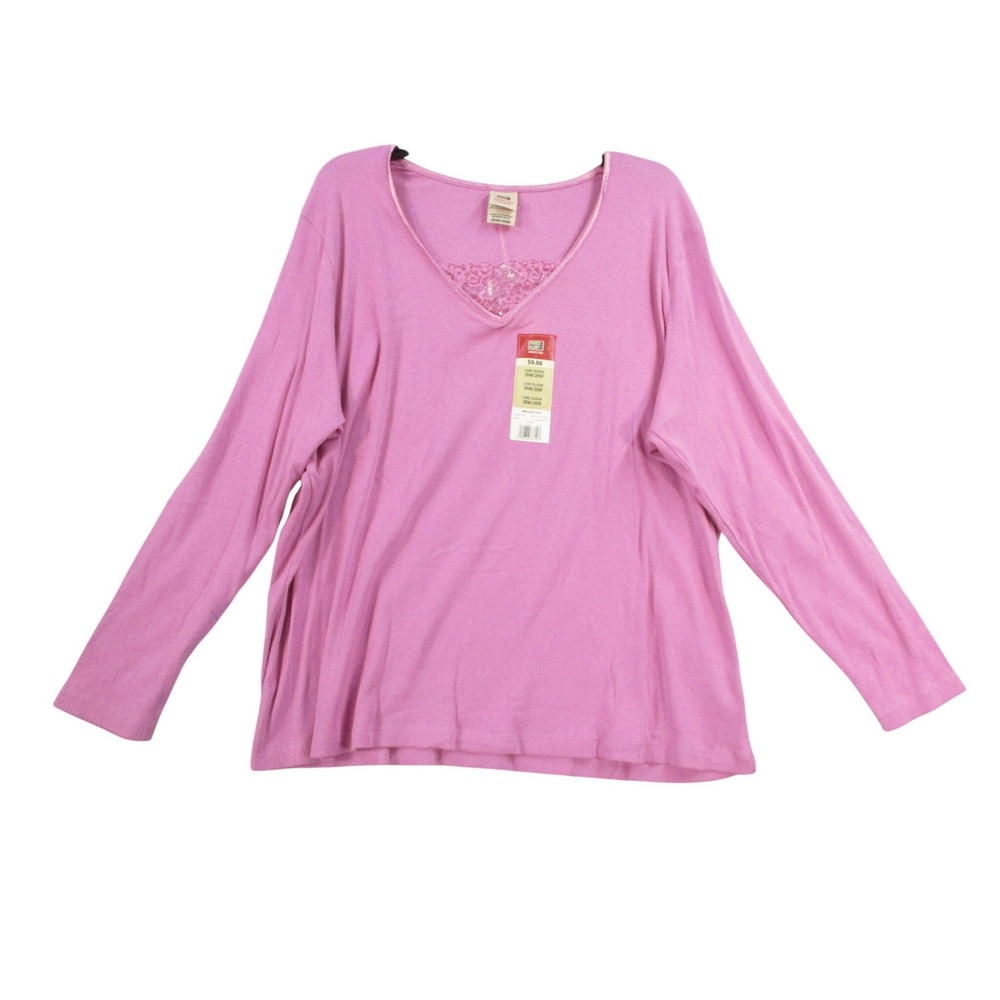 Lot 2‎ Faded Glory Womens Plus 26W/28W Orchid Dream Ribbed Lace Sequin Top NWT